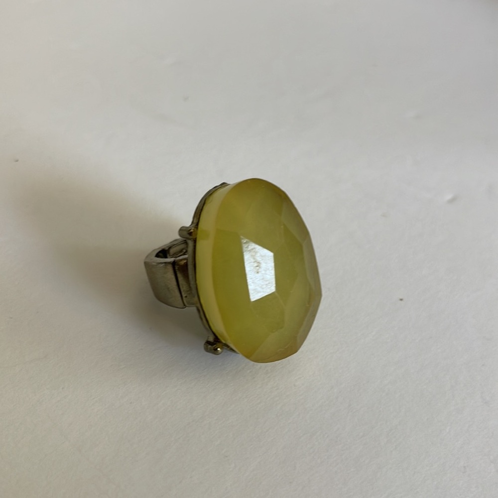 Yellow/Green Moodstone Statement Ring (Elastic St… - image 3